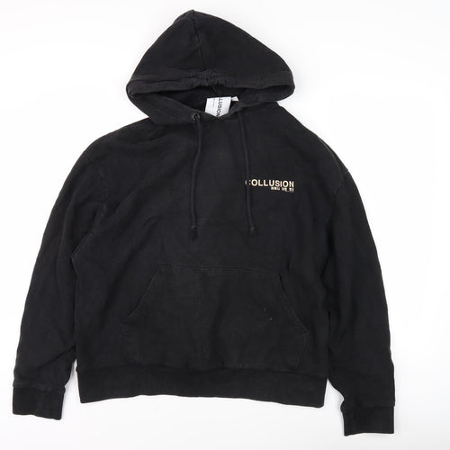 Collusion Unisex Black Graphic M Hoodie Pullover