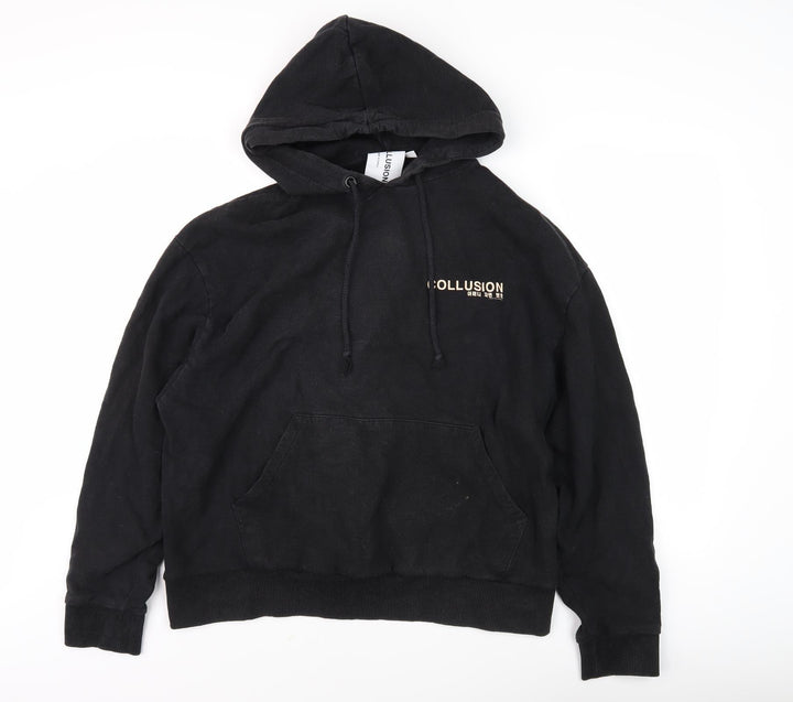 Collusion Unisex Black Graphic M Hoodie Pullover