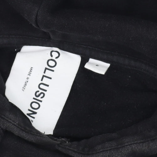 Collusion Unisex Black Graphic M Hoodie Pullover