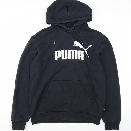 Puma Unisex Black Pullover Hoodie, Size S, Logo Accent