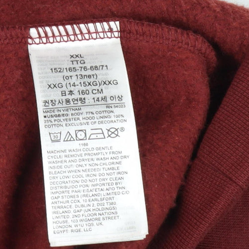GAP Boys Red Pullover Hoodie L Fleece Casual Winter
