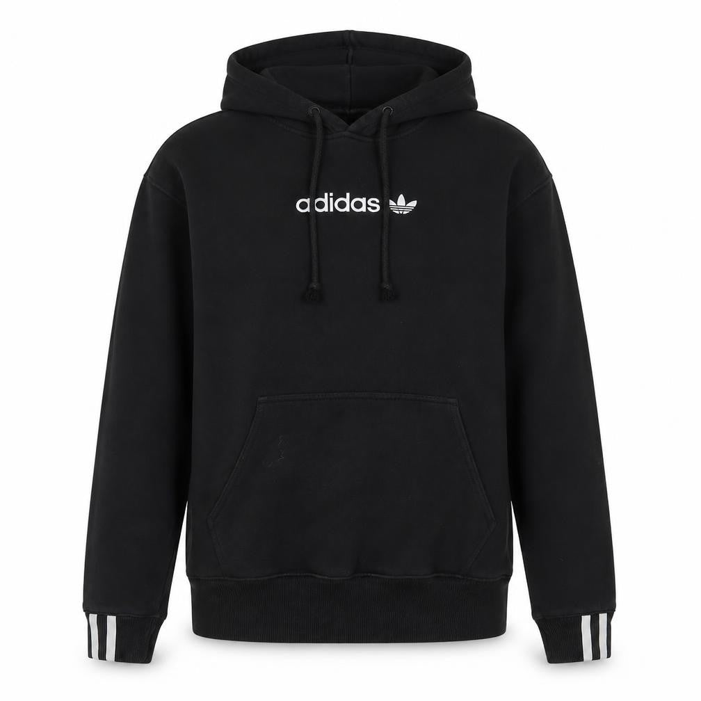 Front view of Adidas Women's Black Hooded Pullover Hoodie, size 6