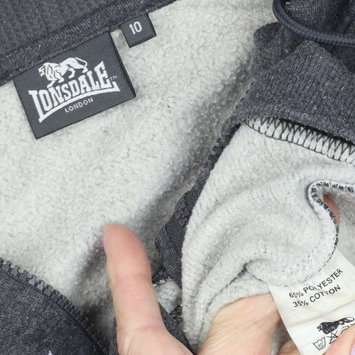 Lonsdale Women's Grey Full Zip Hoodie - Size 10