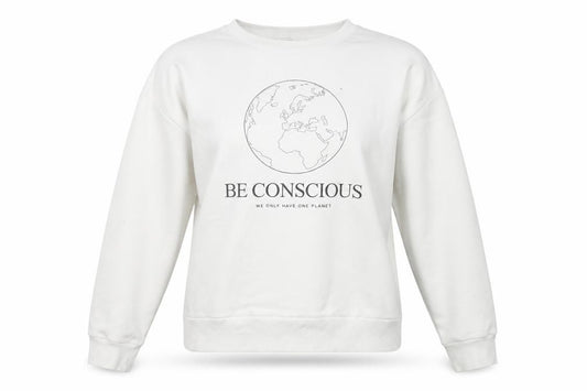 Front view of Stradivarius Women's White Pullover Sweatshirt, size 12