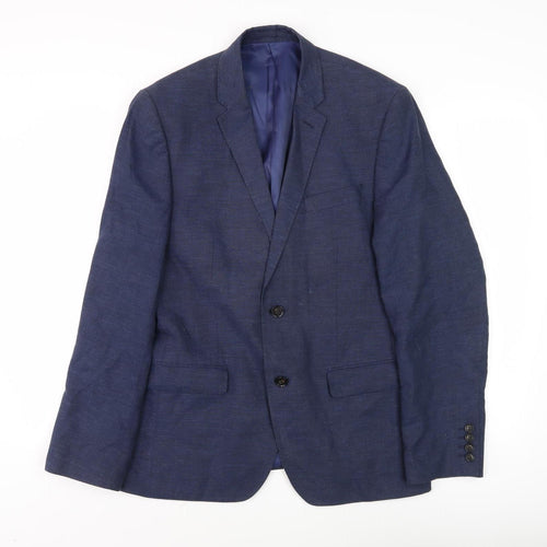 Marks and Spencer Men's Blue Wool Blazer - Size 40R