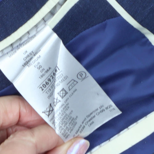 Marks and Spencer Men's Blue Wool Blazer - Size 40R