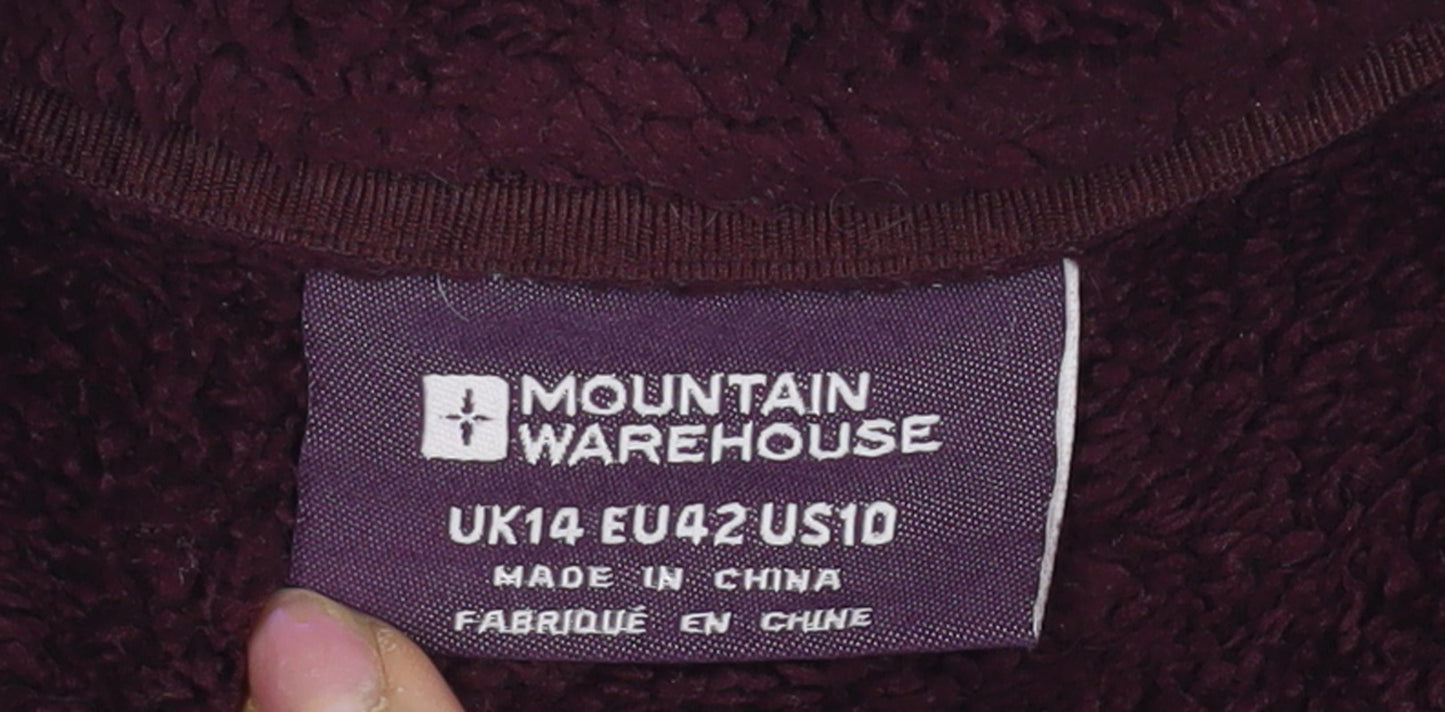 Mountain Warehouse Women's Red Full Zip Fleece Jacket Size 14