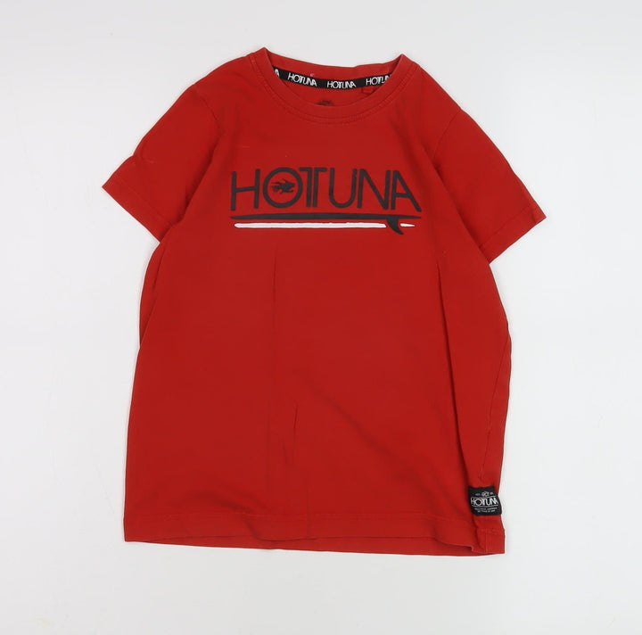 Hot Tuna Boys Red Logo T-Shirt 7-8 Years Casual Short Sleeve