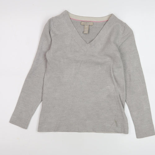 Banana Republic Women's Grey V-Neck Blouse - Size S
