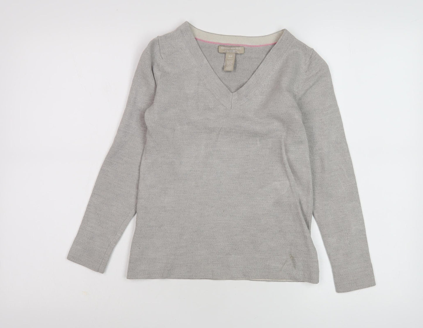 Banana Republic Women's Grey V-Neck Blouse - Size S
