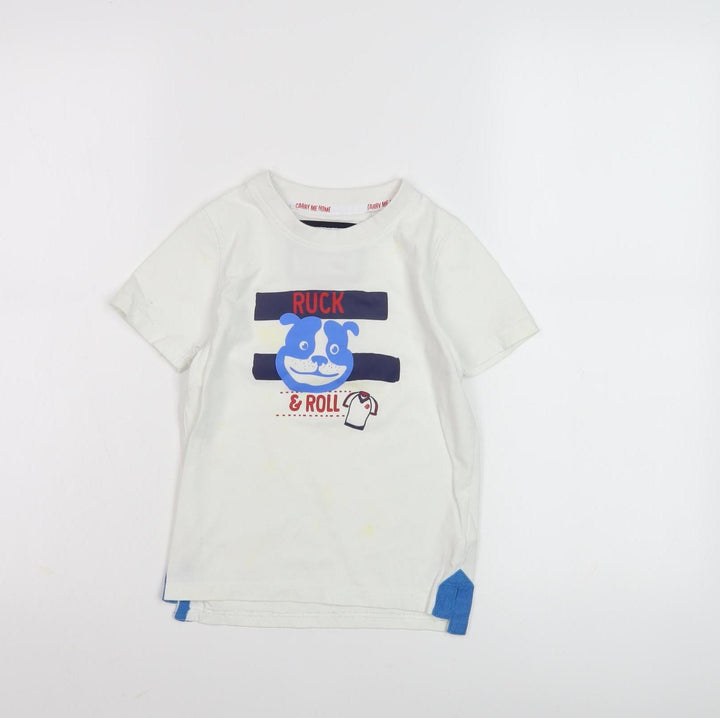 England Rugby Boys White T-Shirt 5-6Y Graphic Cotton