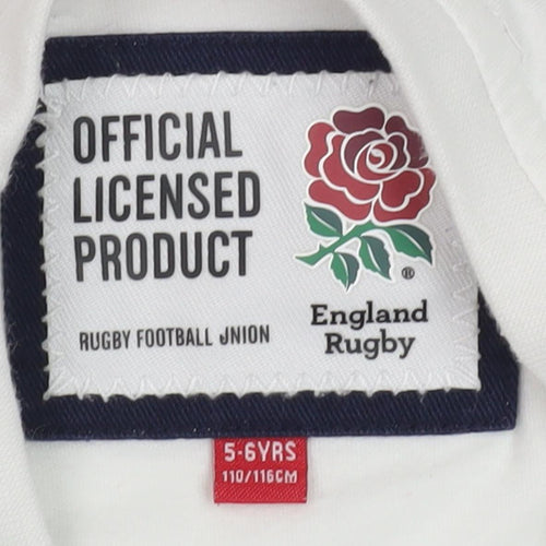 England Rugby Boys White T-Shirt 5-6Y Graphic Cotton