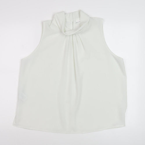 Alexon Women's White Sleeveless Cowl Neck Blouse Size 18