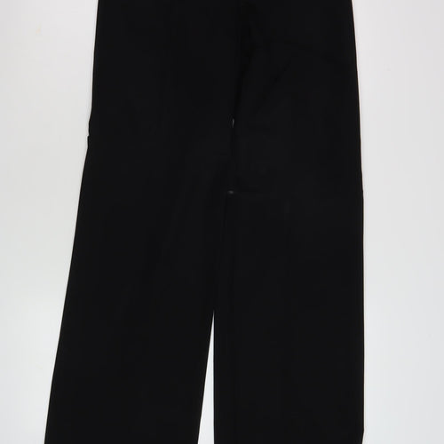 Women's Wide-Leg Black Trousers Size 8 - Polyester Blend