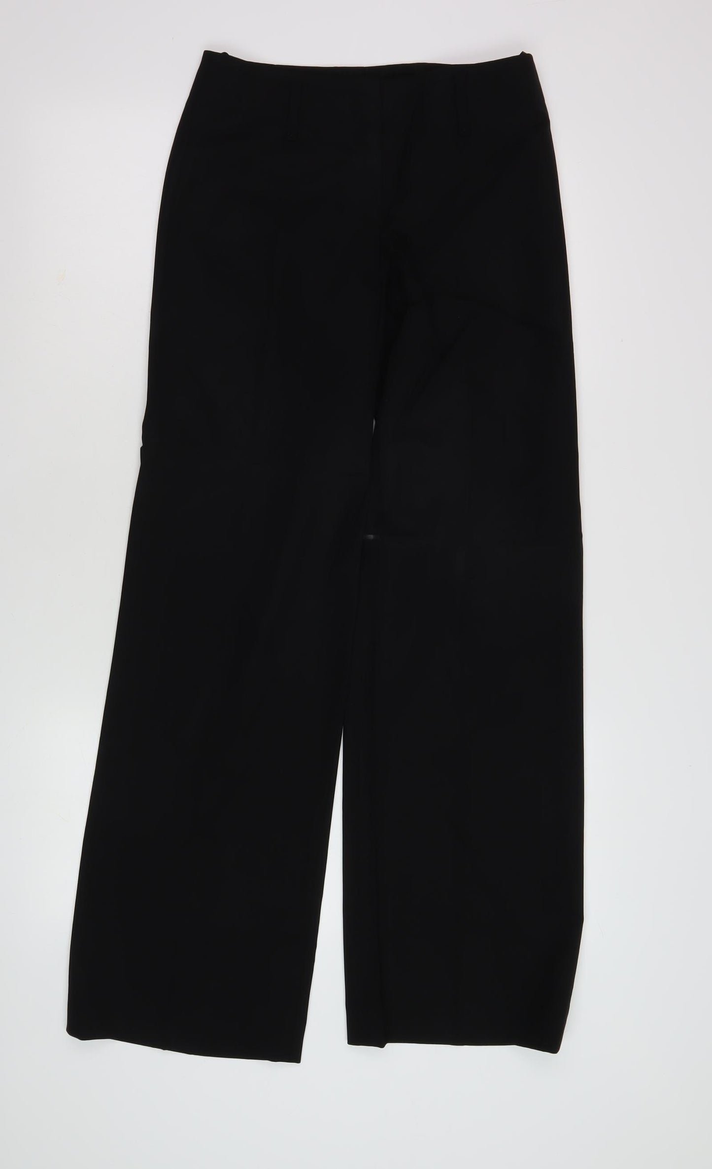 Women's Wide-Leg Black Trousers Size 8 - Polyester Blend