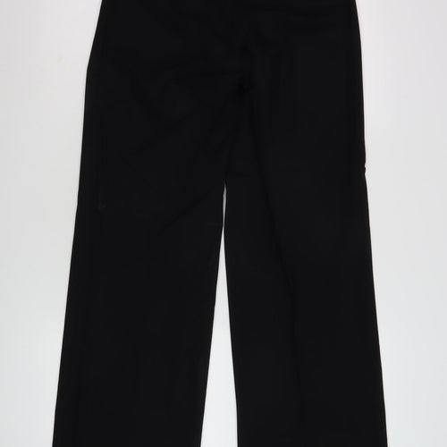 Women's Wide-Leg Black Trousers Size 8 - Polyester Blend