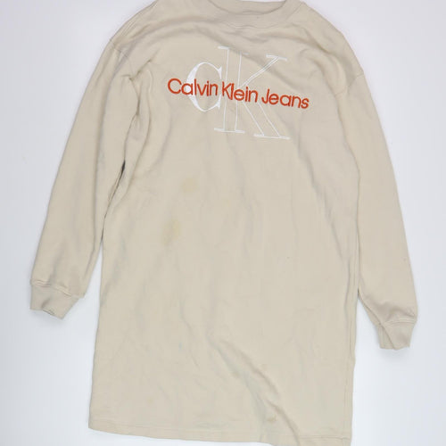 Calvin Klein Beige Logo T-Shirt Dress M