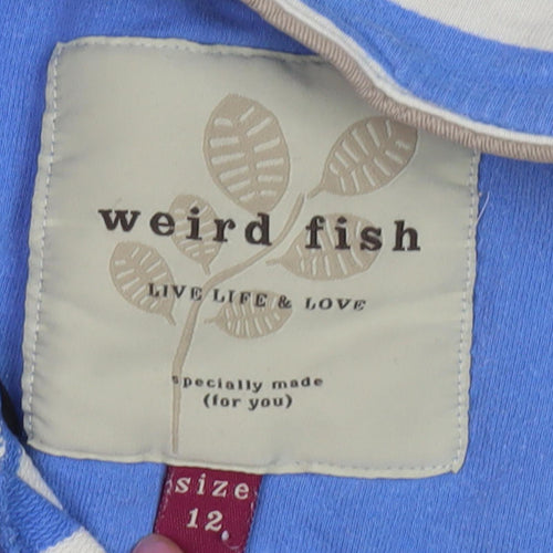 Weird Fish Women's Blue Striped Pullover Sweatshirt Size 12