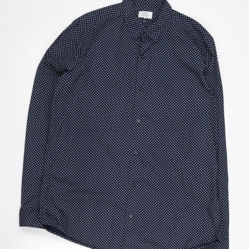 Next Men's Slim Fit Blue Paisley Button-Up Shirt, L