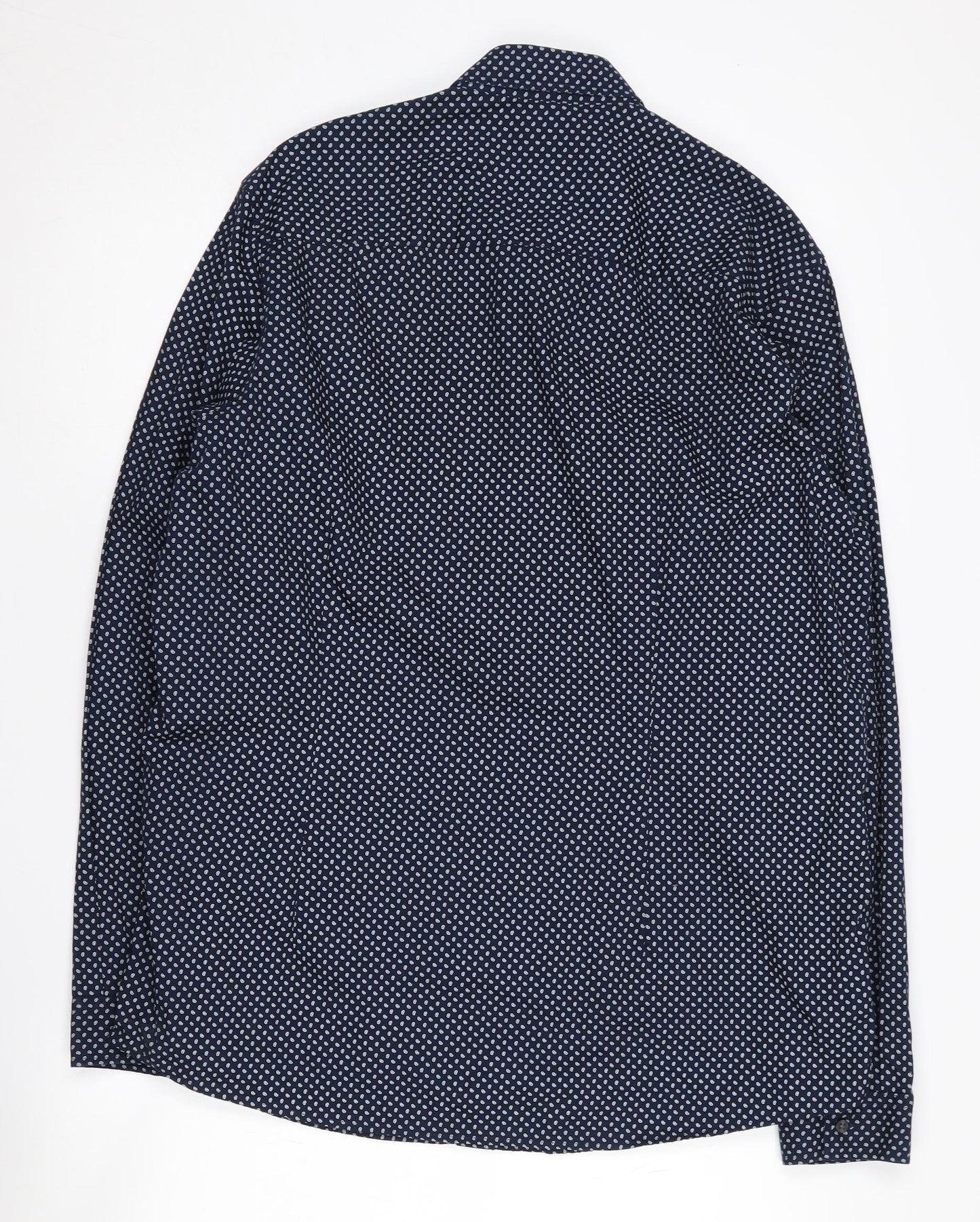 Next Men's Slim Fit Blue Paisley Button-Up Shirt, L