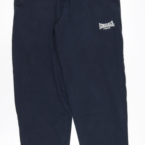 Lonsdale Men's Blue Cotton Jogger Trousers - M