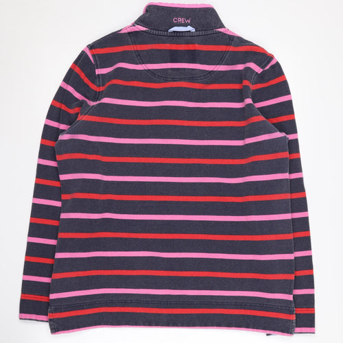 Crew Clothing Women's Pink Striped 1/4 Zip Sweatshirt - Size 14
