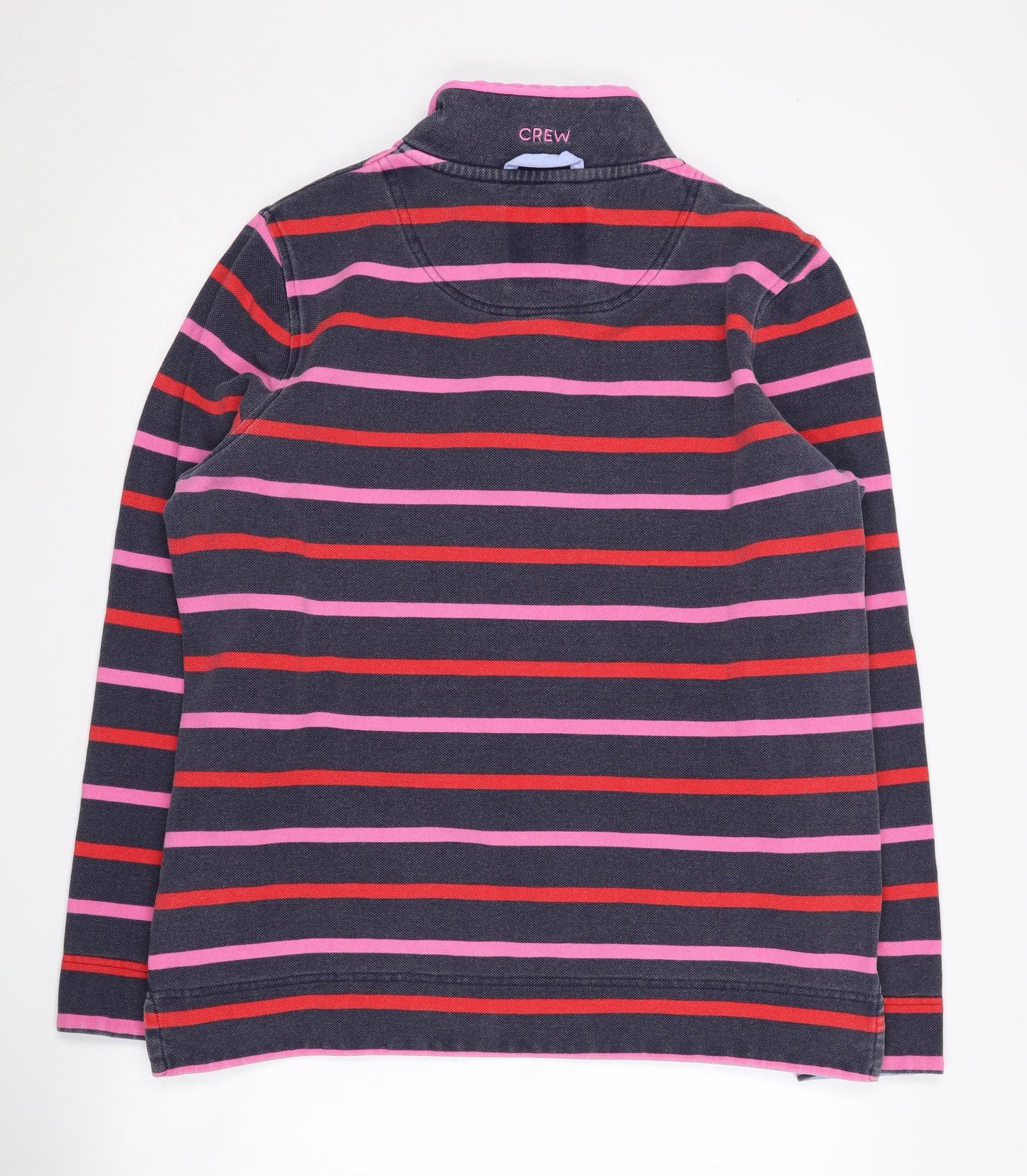 Crew Clothing Women's Pink Striped 1/4 Zip Sweatshirt - Size 14