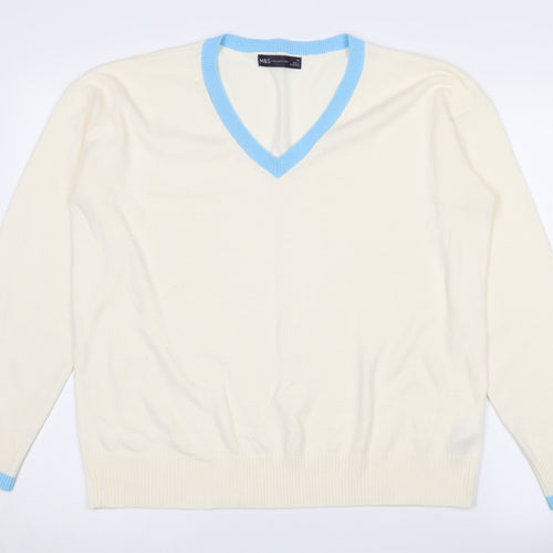 Marks and Spencer Women's Ivory V-Neck Pullover Jumper Size 14