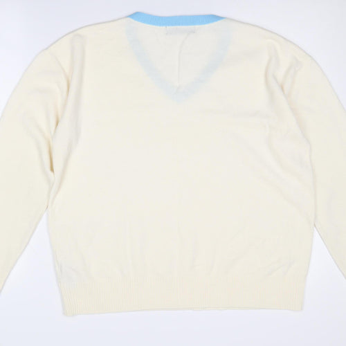 Marks and Spencer Women's Ivory V-Neck Pullover Jumper Size 14