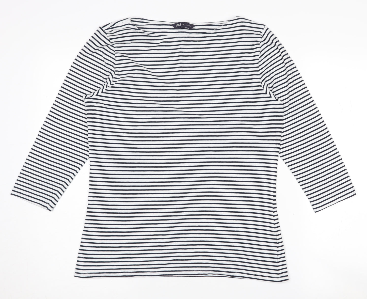 Marks and Spencer Women's Striped 3/4 Sleeve T-Shirt