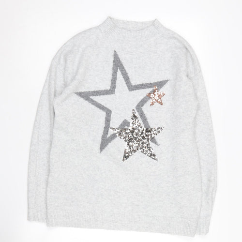 Marks and Spencer Women's Grey Sequin Star Pullover Jumper