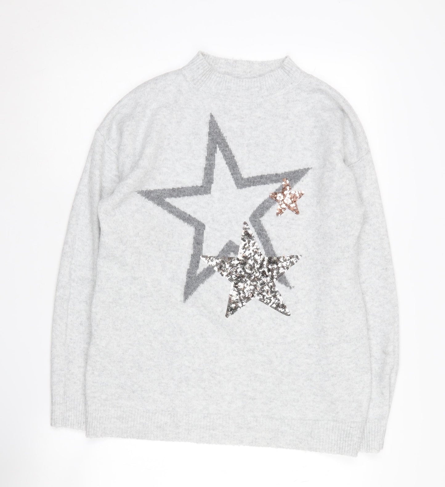 Marks and Spencer Women's Grey Sequin Star Pullover Jumper