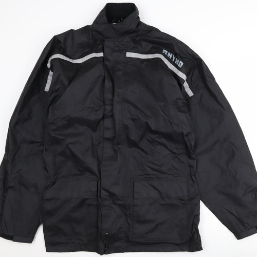 Rhyno Men's Black Reflective Rain Coat Jacket L