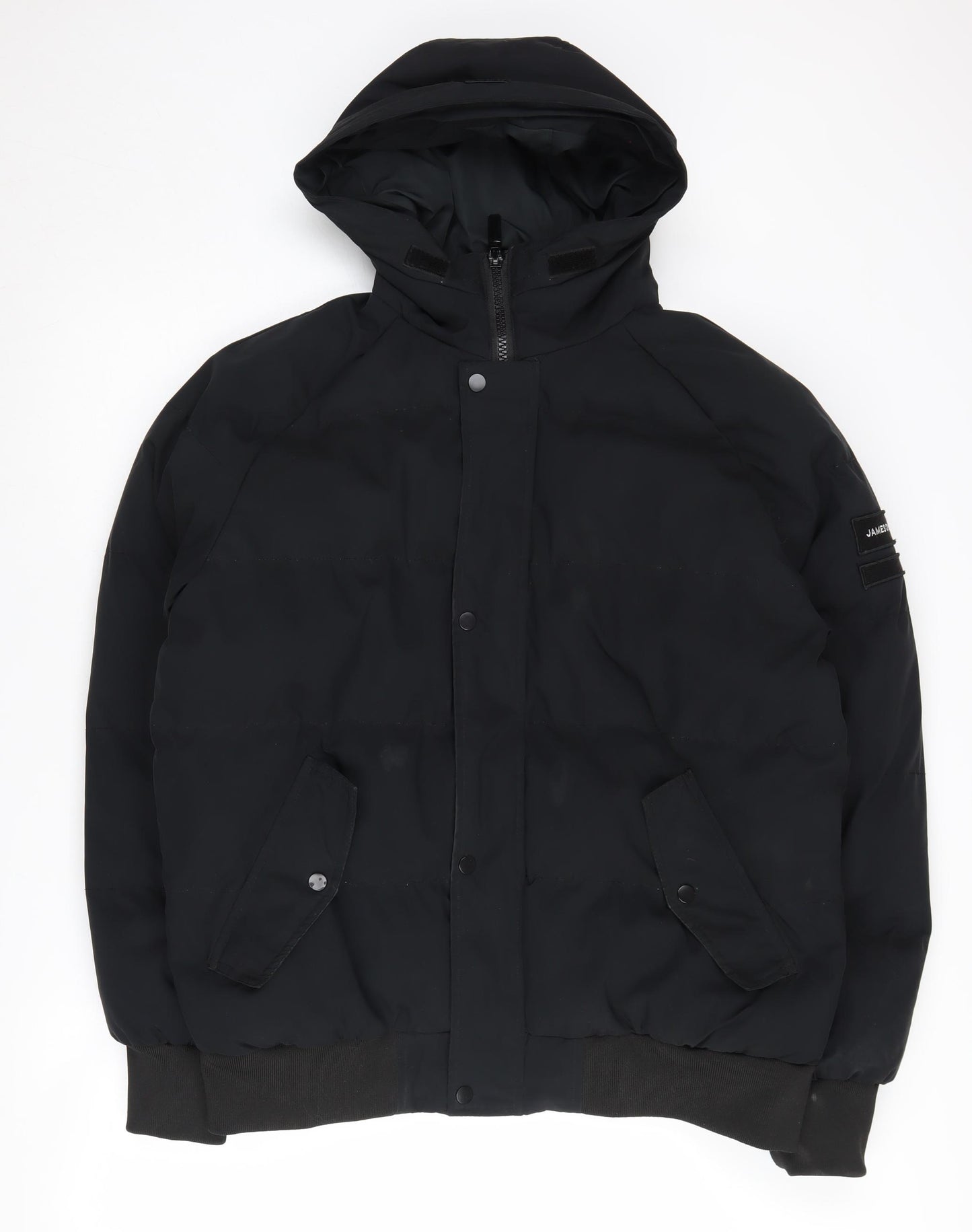 JamesonCarter Men's Black Puffer Jacket L Hooded