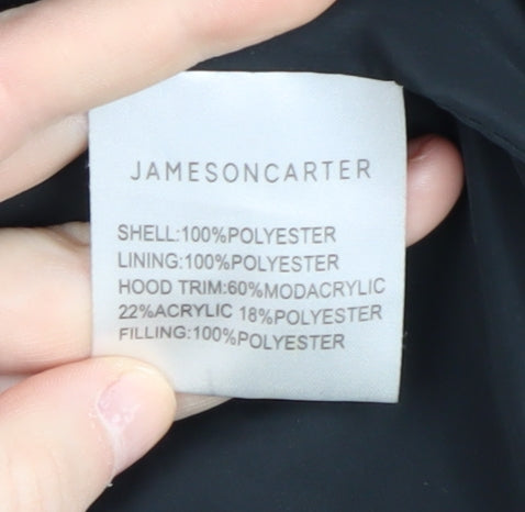 JamesonCarter Men's Black Puffer Jacket L Hooded