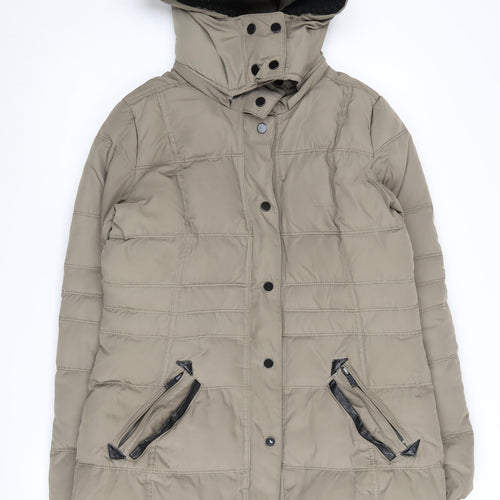 Mango Beige Hooded Puffer Jacket Women's Size 12