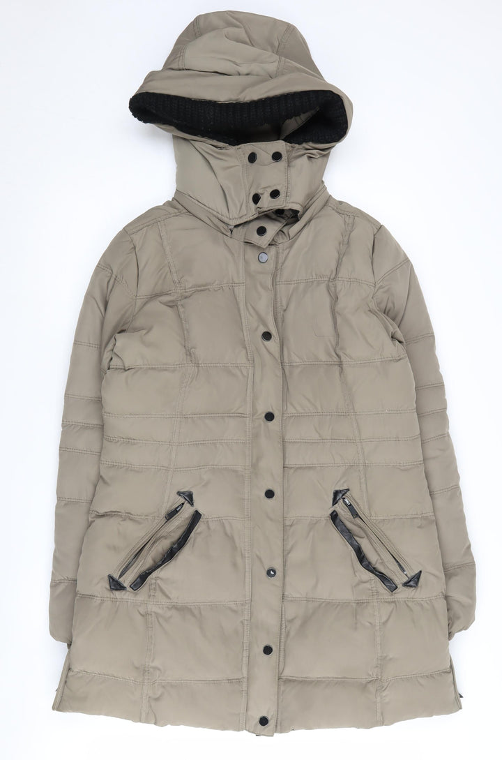 Mango Beige Hooded Puffer Jacket Women's Size 12
