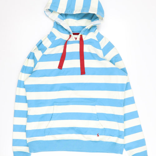 Joules Women's Blue Striped Pullover Hoodie, Size 14
