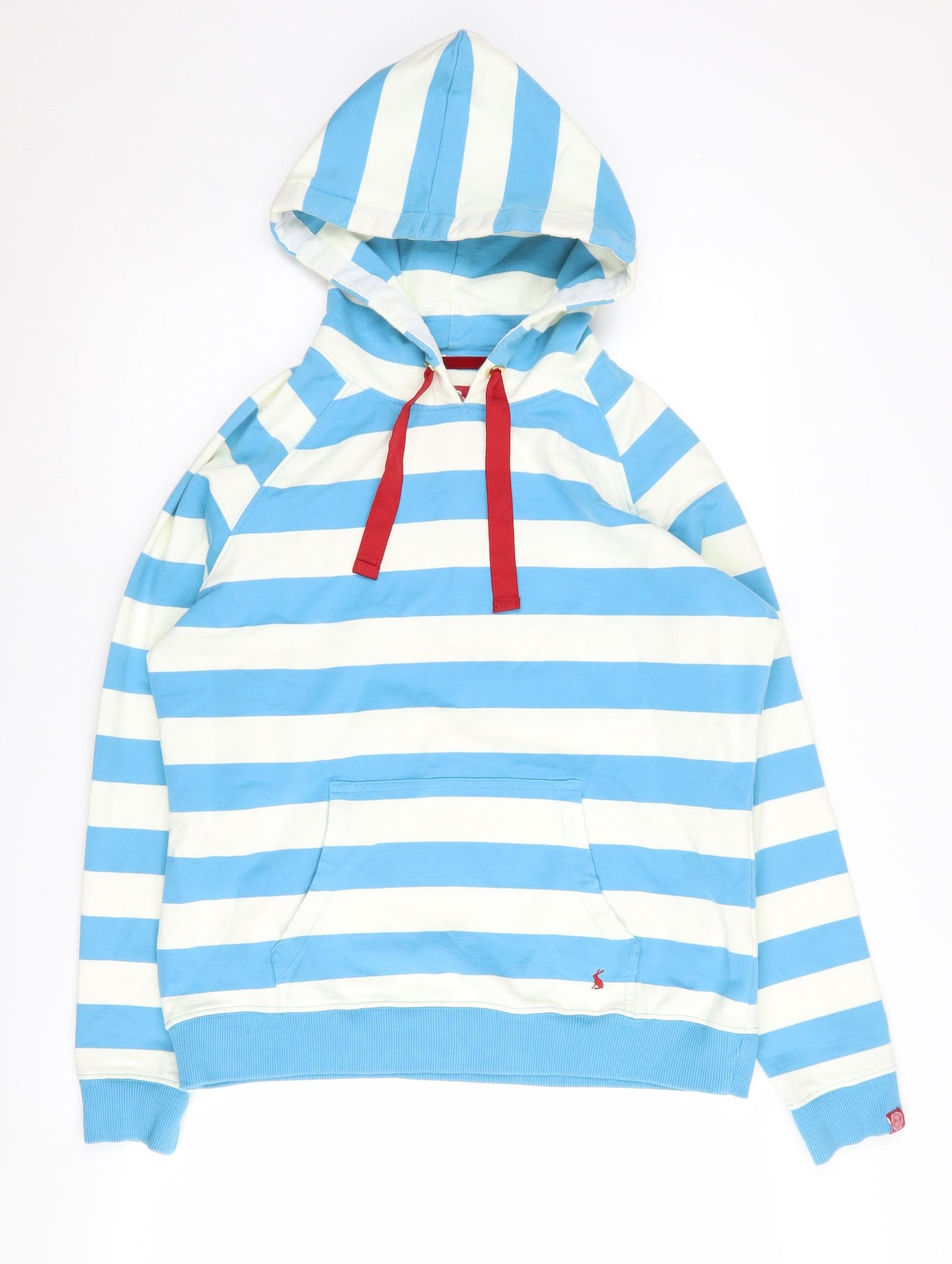 Joules Women's Blue Striped Pullover Hoodie, Size 14