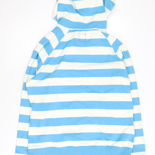 Joules Women's Blue Striped Pullover Hoodie, Size 14