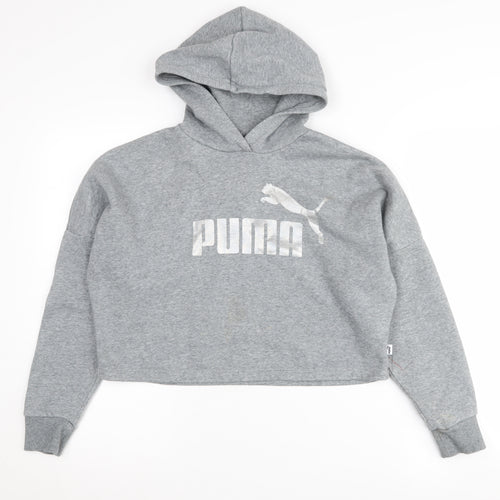 Puma Girls Grey Hoodie 11-12 Years Long Sleeve Pullover