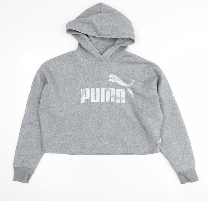 Puma Girls Grey Hoodie 11-12 Years Long Sleeve Pullover