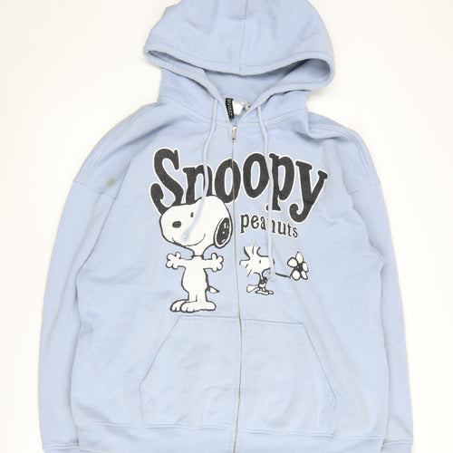 H&M Women's Blue Snoopy Hoodie L Full Zip Casual
