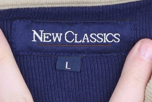 New Classics Men Beige V-Neck Pullover L Cotton Jumper