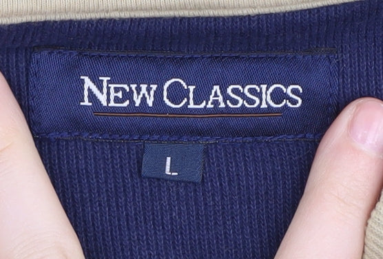 New Classics Men Beige V-Neck Pullover L Cotton Jumper