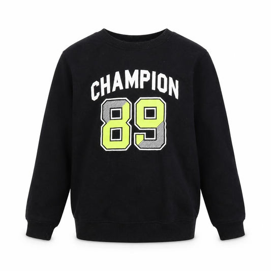 Front view of Pine Kids boys’ black graphic sweatshirt 11-12 years