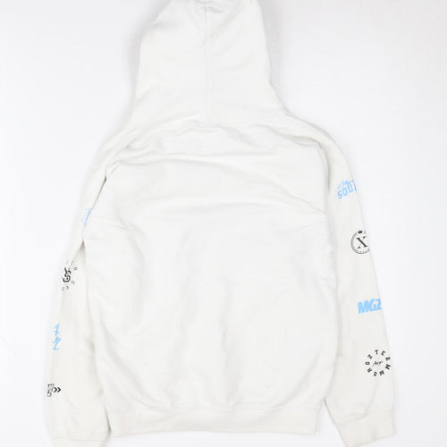 Morgz Boys White Hoodie L Graphic Print Casual Pullover