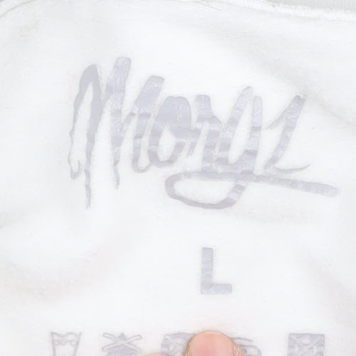 Morgz Boys White Hoodie L Graphic Print Casual Pullover