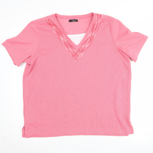 Bm Pink Women's V-Neck T-Shirt Size M