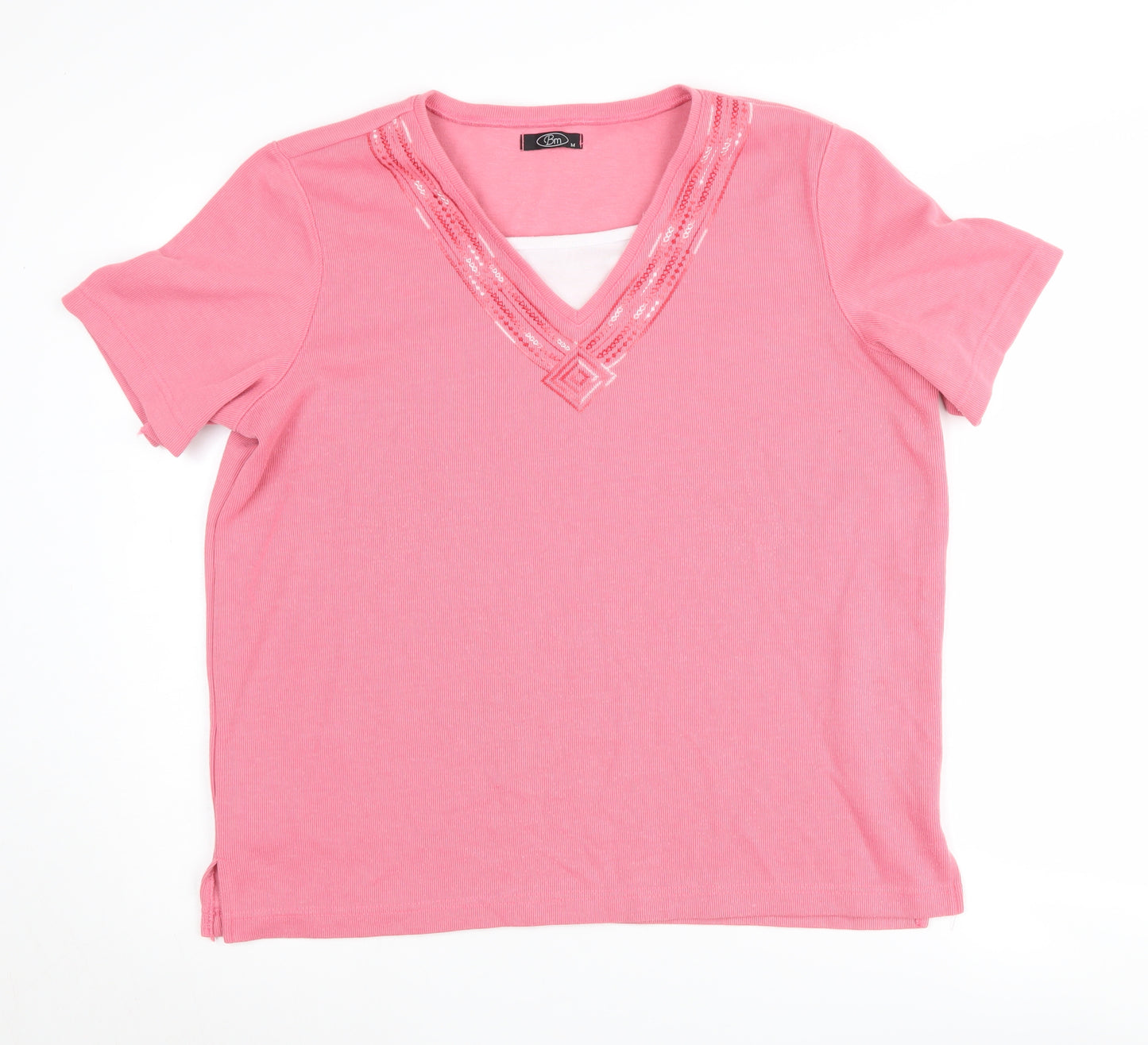 Bm Pink Women's V-Neck T-Shirt Size M